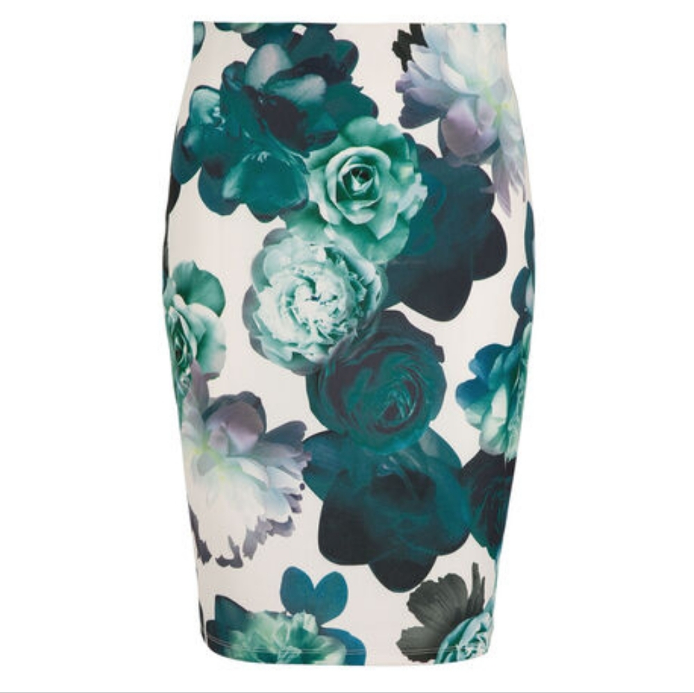 Ricki's Blue Floral Scuba Skirt